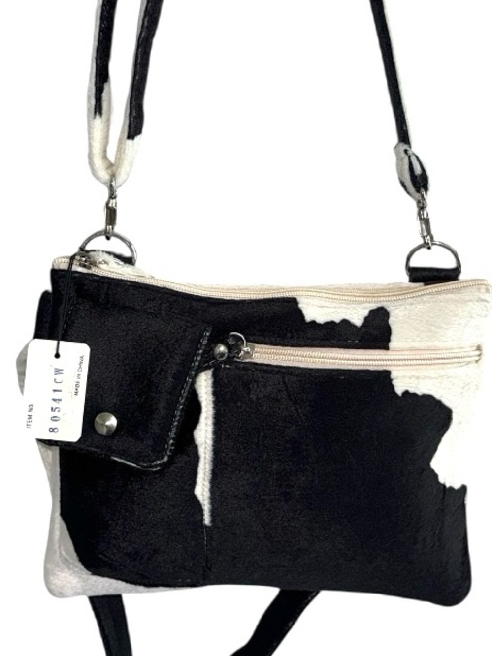 COMECO Soft Velvety Cow Print 3-way Bag - NWT